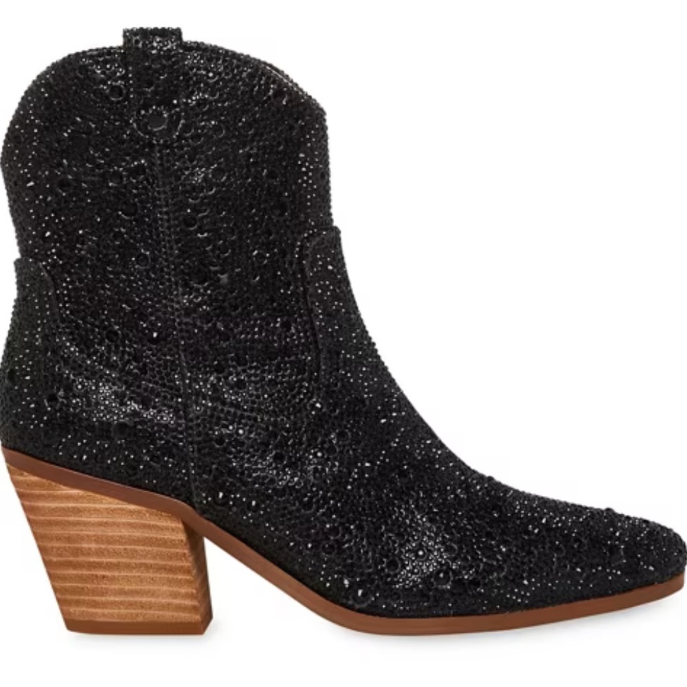 Betsy Johnson Black Rhinestone Ankle Boots